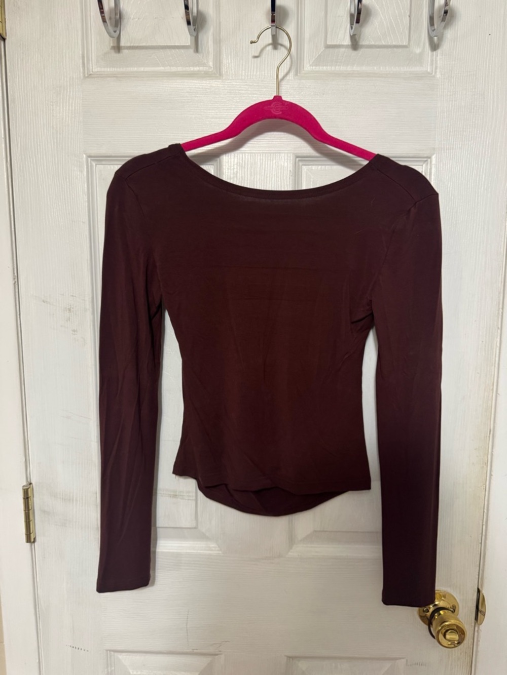 Women’s Long Sleeve Scoop Neck Top - Deep Wine